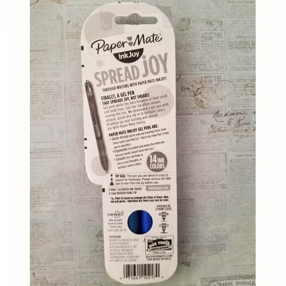 Paper Mate InkJoy Retractable Gel Pens,0.7mm,Medium Point,Blue Ink,2 pens - Picture 3 of 3